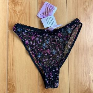 NWT Savage x Fenty Mesh Crotchless High Leg Bikini (Floral)